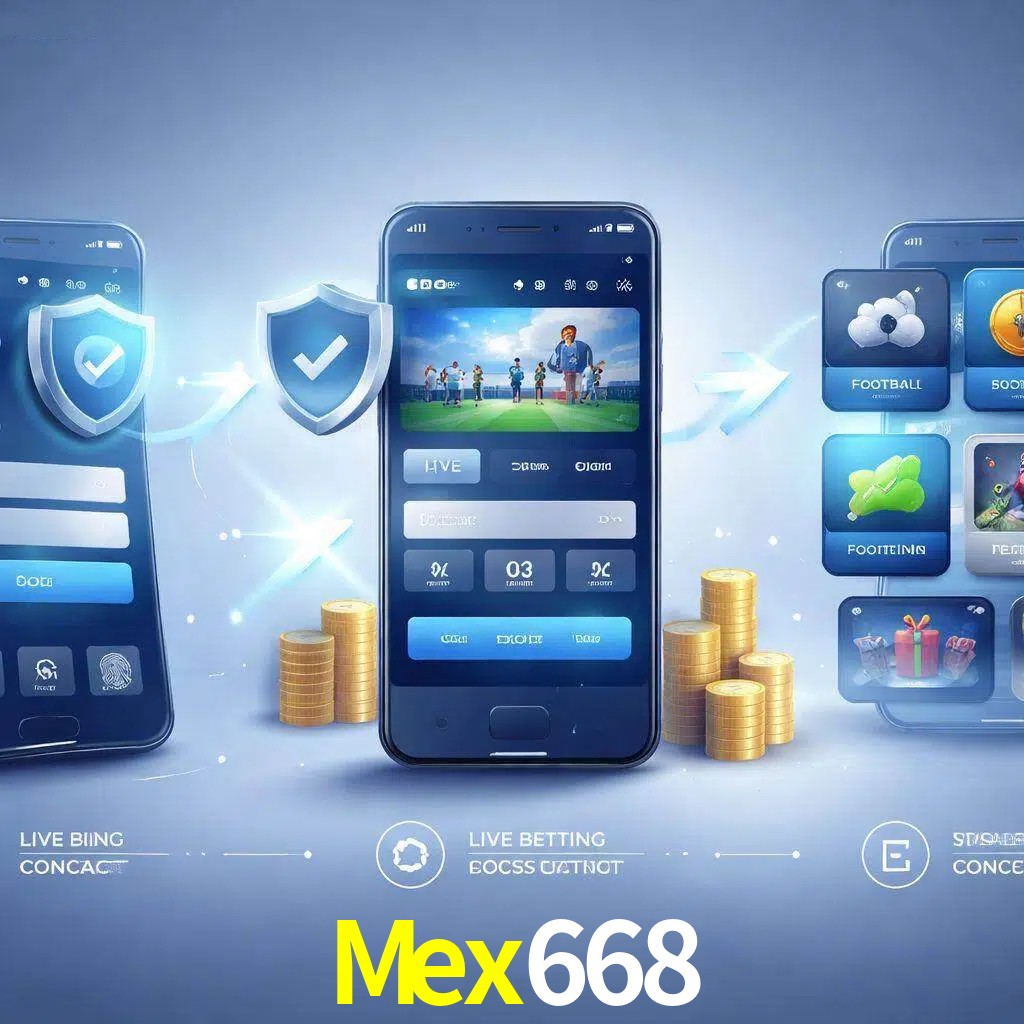 Pasos de acceso a la app Mex668 en pantalla de teléfono móvil